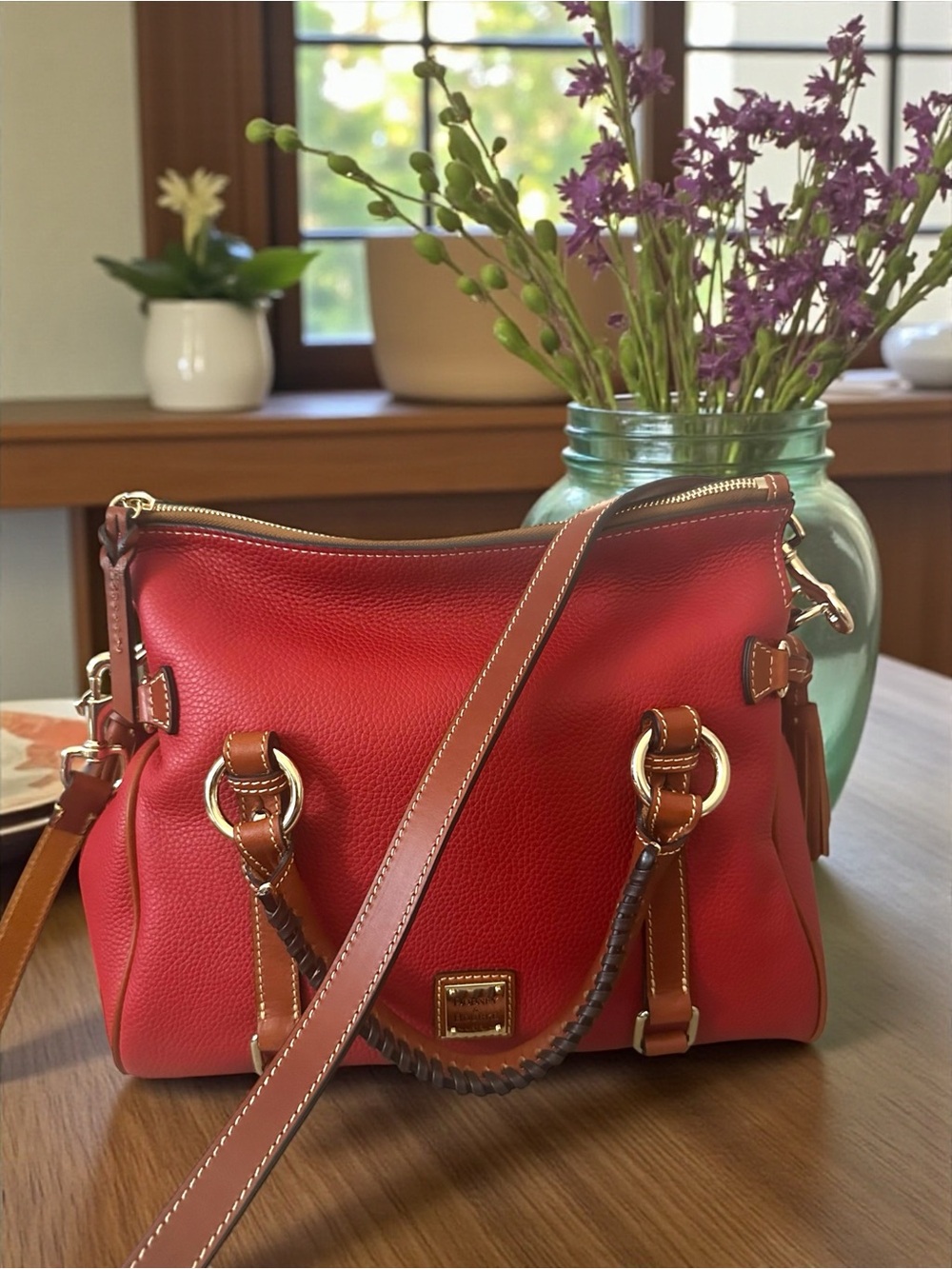 Dooney & Bourke LARGE Red Pebbled Leather Satchel - Shoulder Bag NWT $598 MSRP - Picture 4 of 15